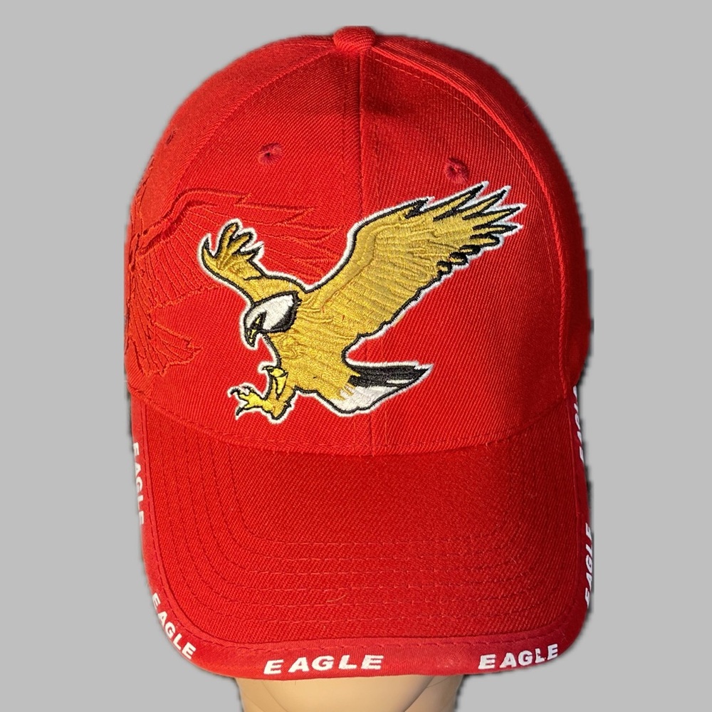 Vintage 90's Red American Eagle Strap back Baseball Cap Hat